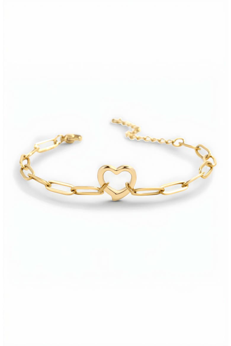 Open Heart Paperclip Chain Bracelet, Main, color, Gold