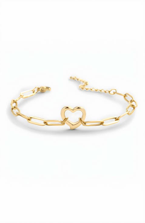 Open Heart Paperclip Chain Bracelet