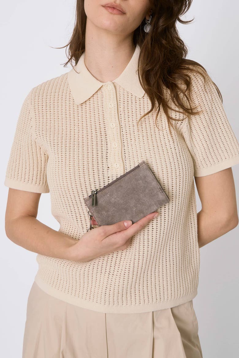 Encino Leather Card Wallet, Main, color, Mushroom Suede