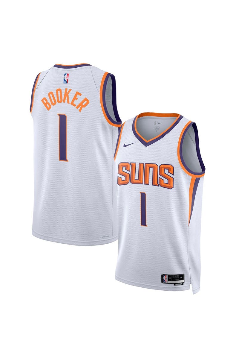 Nike Unisex Nike Devin Booker White Phoenix Suns Swingman Jersey - Association Edition, Main, color, 