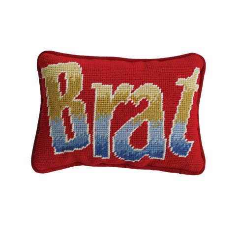 Ombre "Brat" Needlepoint Mini Accent Pillow, 6.5" x 9"