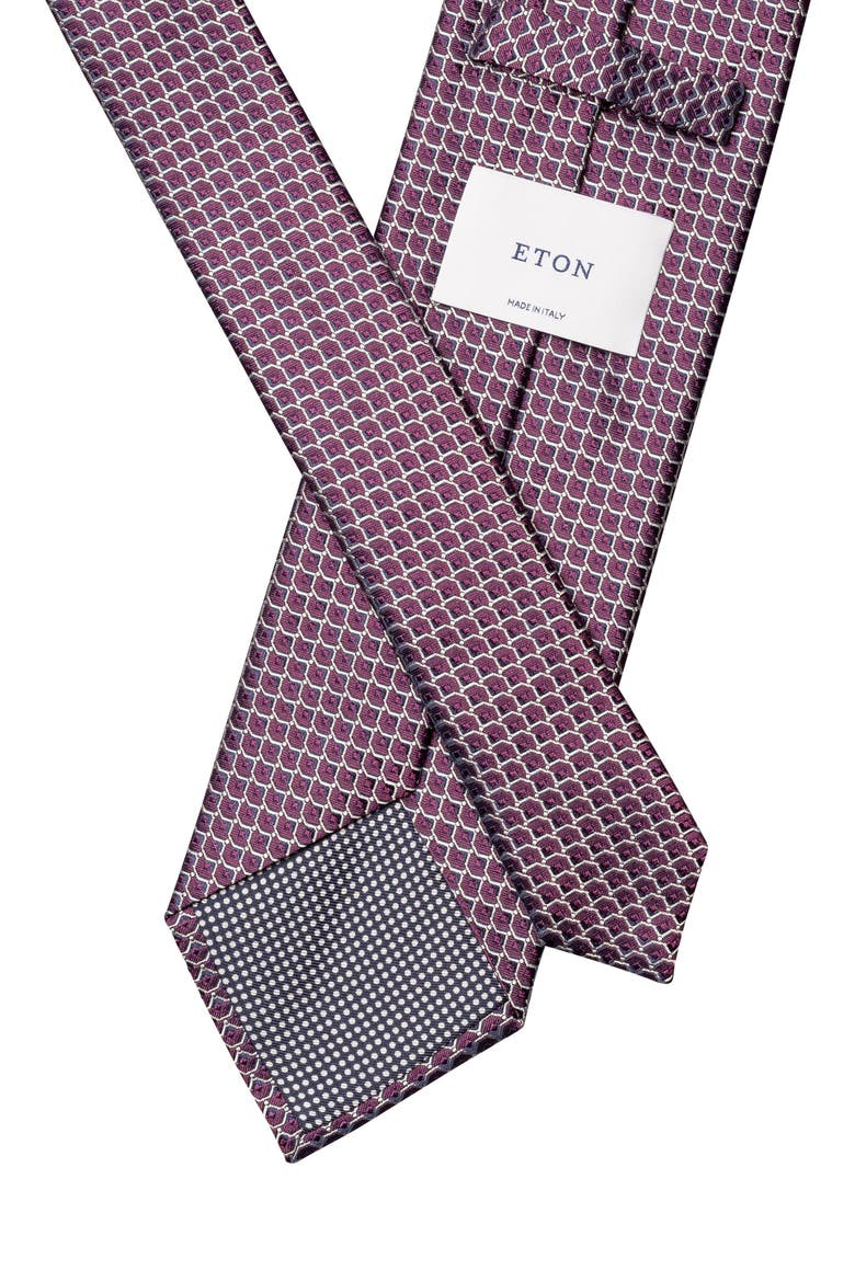 Geometric Jacquard Silk Tie, Alternate, color, DARK PURPLE