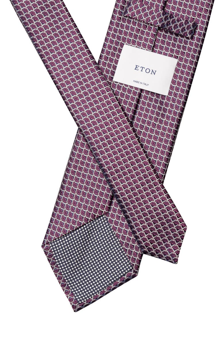 Eton Geometric Jacquard Silk Tie, Alternate, color, Dark Purple
