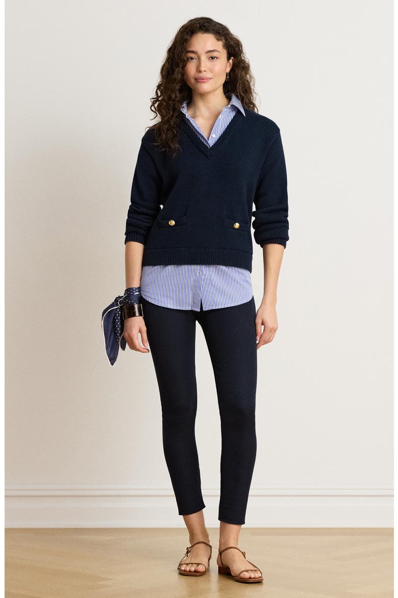 Layered Mixed Media Sweater, Alternate, color, LAUREN NAVY BLUE/ MULTI