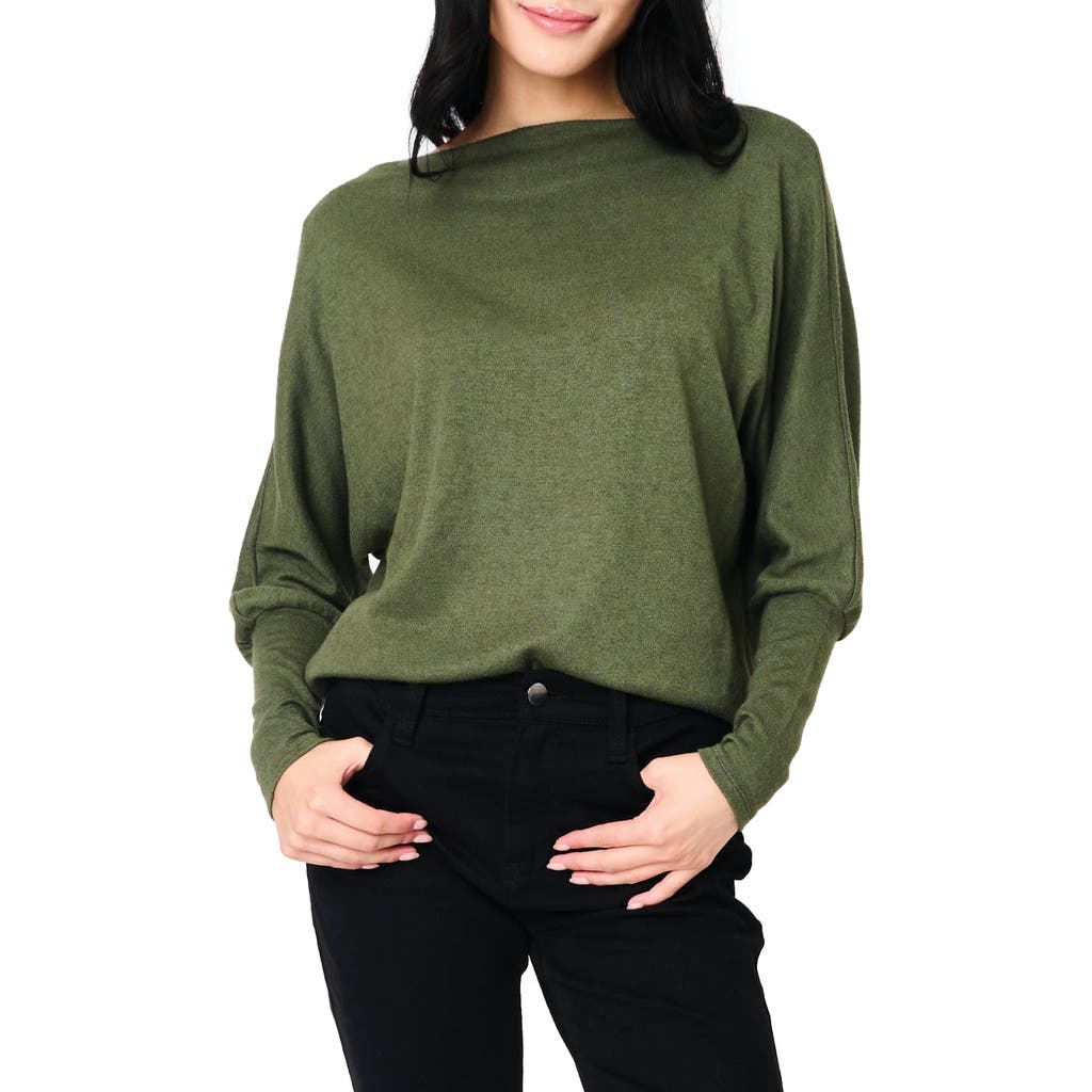 Shop Gibsonlook Slouchy Luxe Boatneck Top In Martini Olive