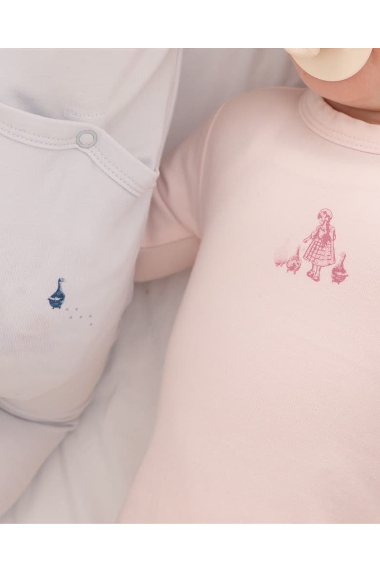 Girl And Her Waddling Ducks Cotton Rich Footie, Alternate, color, Baby Pink
