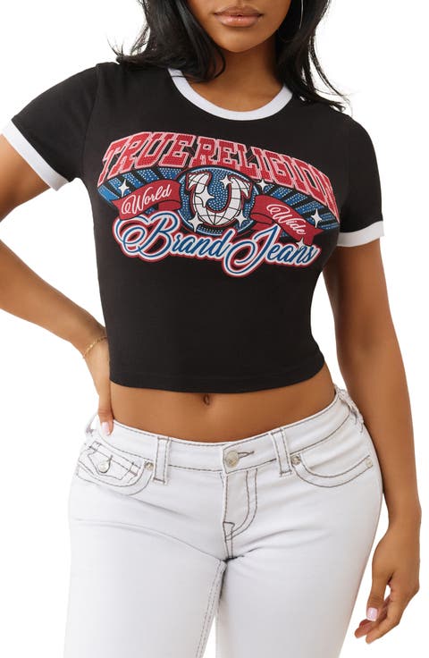 Beaded Ringer Logo T-Shirt