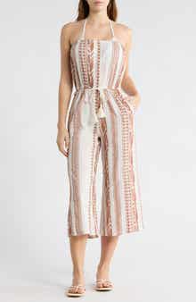 Elan Embroidered Strapless Cover-Up Jumpsuit
