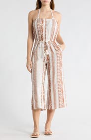 Elan Embroidered Strapless Cover-Up Jumpsuit