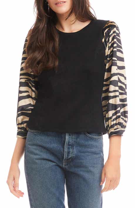 Lory Print Sleeve Velvet Top