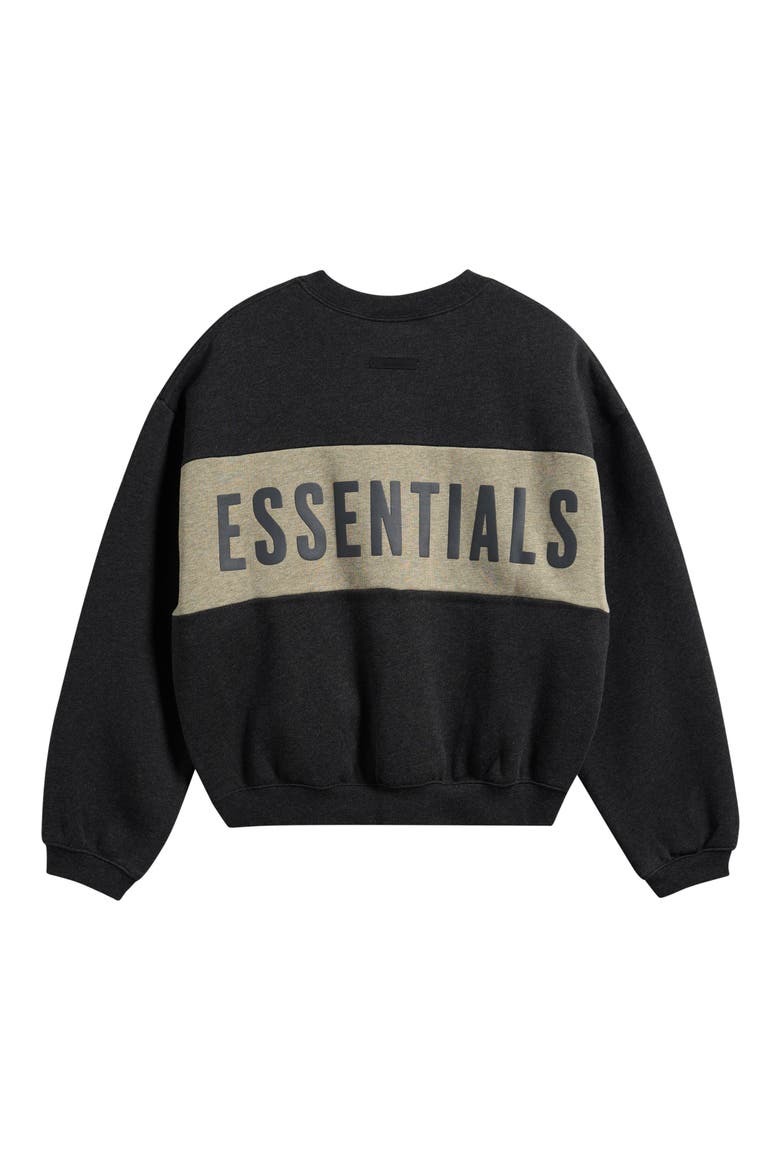 Kids' Logo Panel Relax Fit Crop Sweatshirt, Alternate, color, IRON GREY HEATHER/SEAL HEATHER