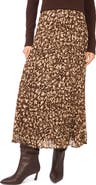 Halogen® Pleated Patterned Midi Skirt