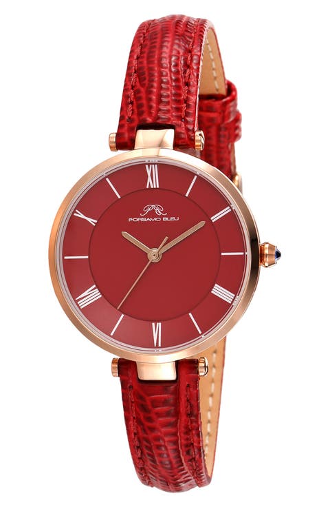 Bellevue Leather Strap Watch, 32mm