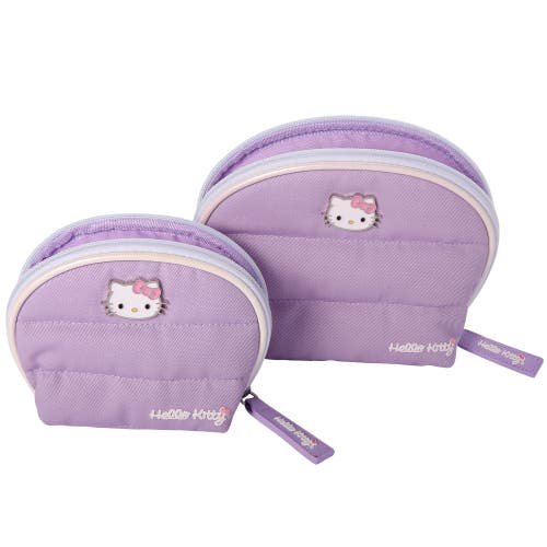 Hello Kitty Large And Small Dome Cosmetic Travel Bag In Purple