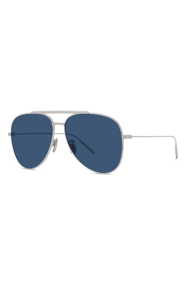 Givenchy GV Speed 59mm Pilot Sunglasses, Alternate, color, Shiny Palladium / Blue