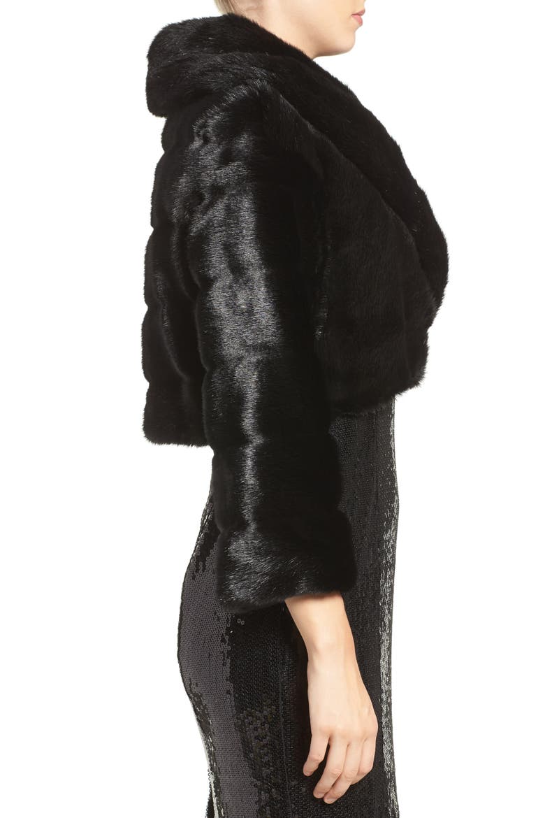Faux Fur Bolero, Alternate, color, BLACK