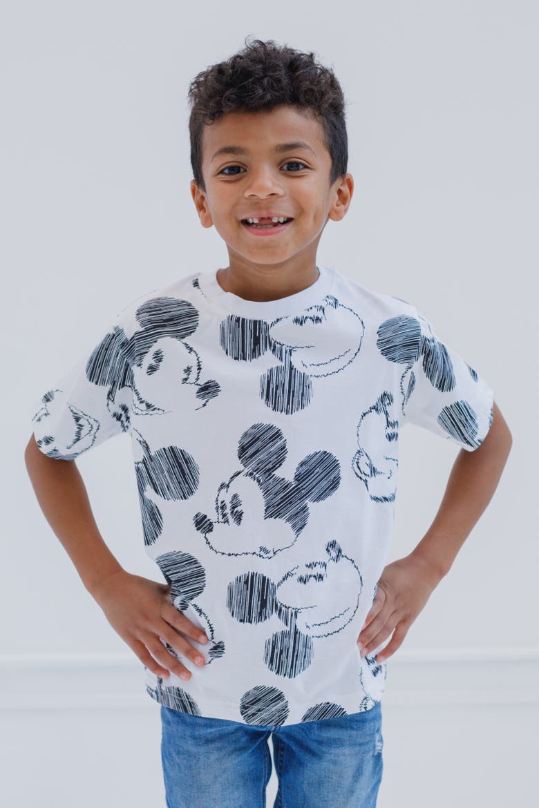 Mickey Mouse 2-Piece Short Sleeve T-Shirt Set, Alternate, color, Mickey Red White AOP