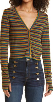 Ramy Brook Jordan Stripe V-Neck Cardigan