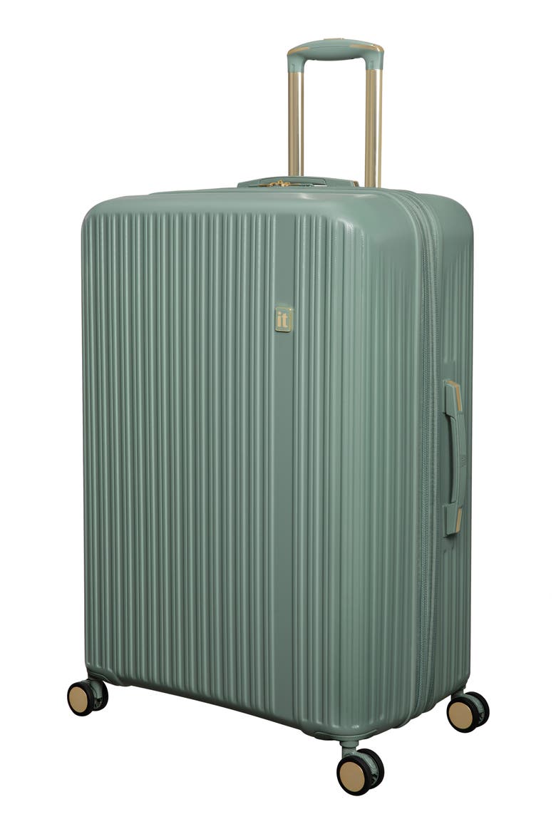Luxuriant 31-Inch Hardside Checked Expandable Spinner, Main, color, ICEBERG GREEN