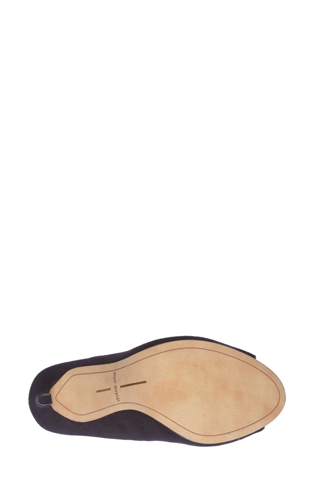 'Isabel' Peep Toe Pump, Alternate, color, BLACK  SUEDE