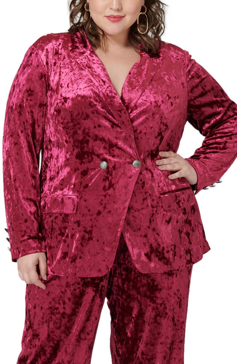 Marée Pour Toi Crushed Velvet Double Breasted Jacket, Main, color,