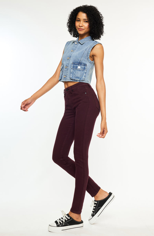 Kancan Gia High Rise Super Skinny Jeans In Burgundy
