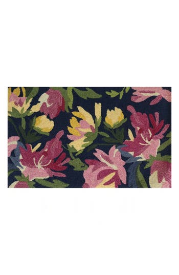 R16 Home Fresh Floral Door Mat In Dark Blue Multi