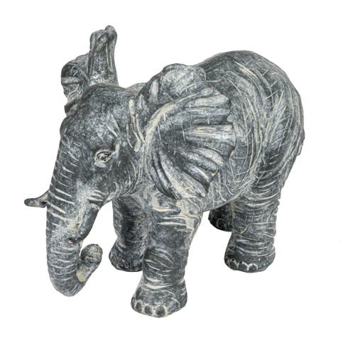 Storied Home 7.75 Inches Resin Elephant Figurine Décor In Gray