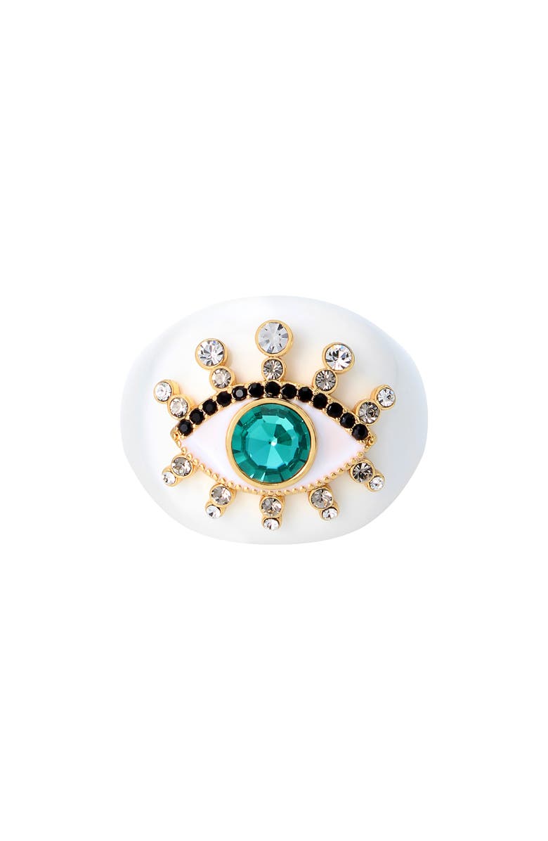 Kurt Geiger London Resin Evil Eye Cocktail Ring, Main, color, Ivory