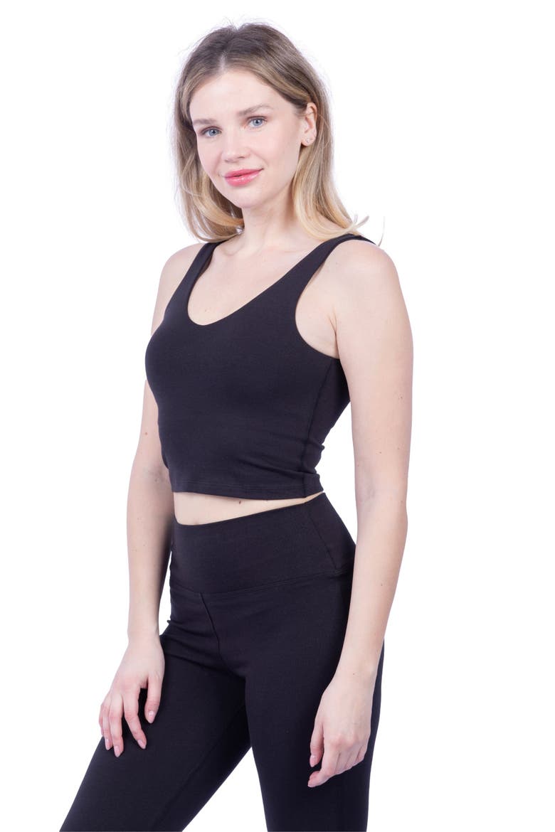 V Neck Organic Cotton Crop Tank, Alternate, color, Black