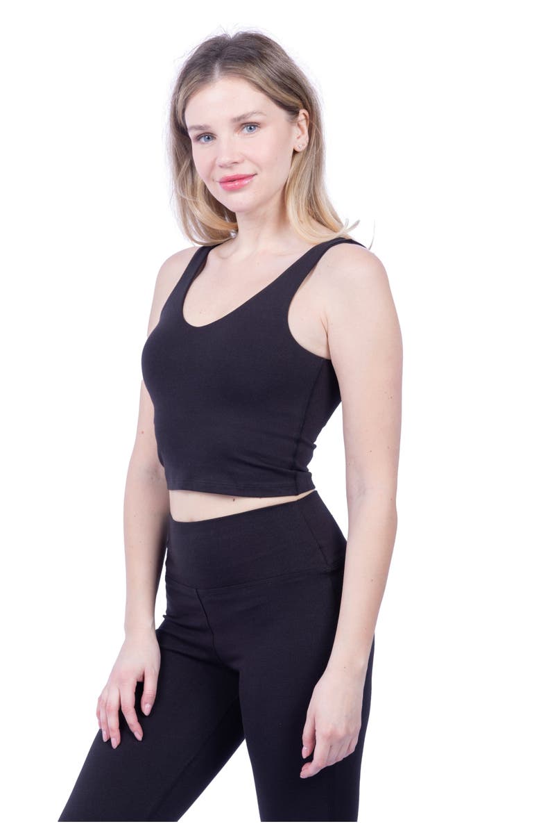 Lezat V Neck Organic Cotton Crop Tank, Alternate, color, Black