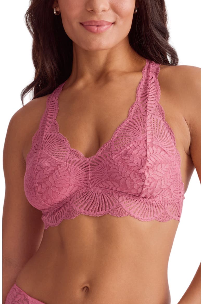 Belle Epoque Racerback Lace & Microfiber Bralette, Main, color, LIPSTICK