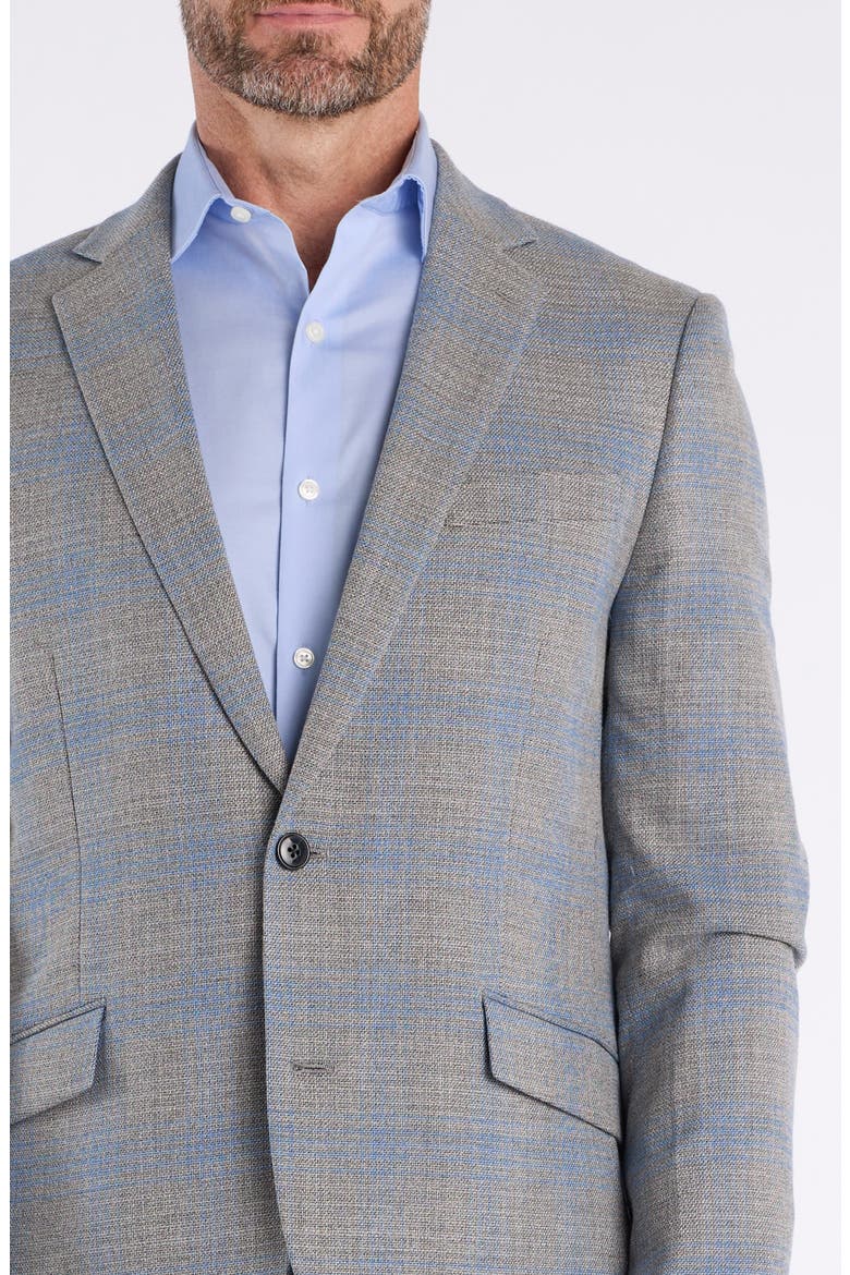 Light Grey & Blue Plaid Sport Coat, Alternate, color, GREY