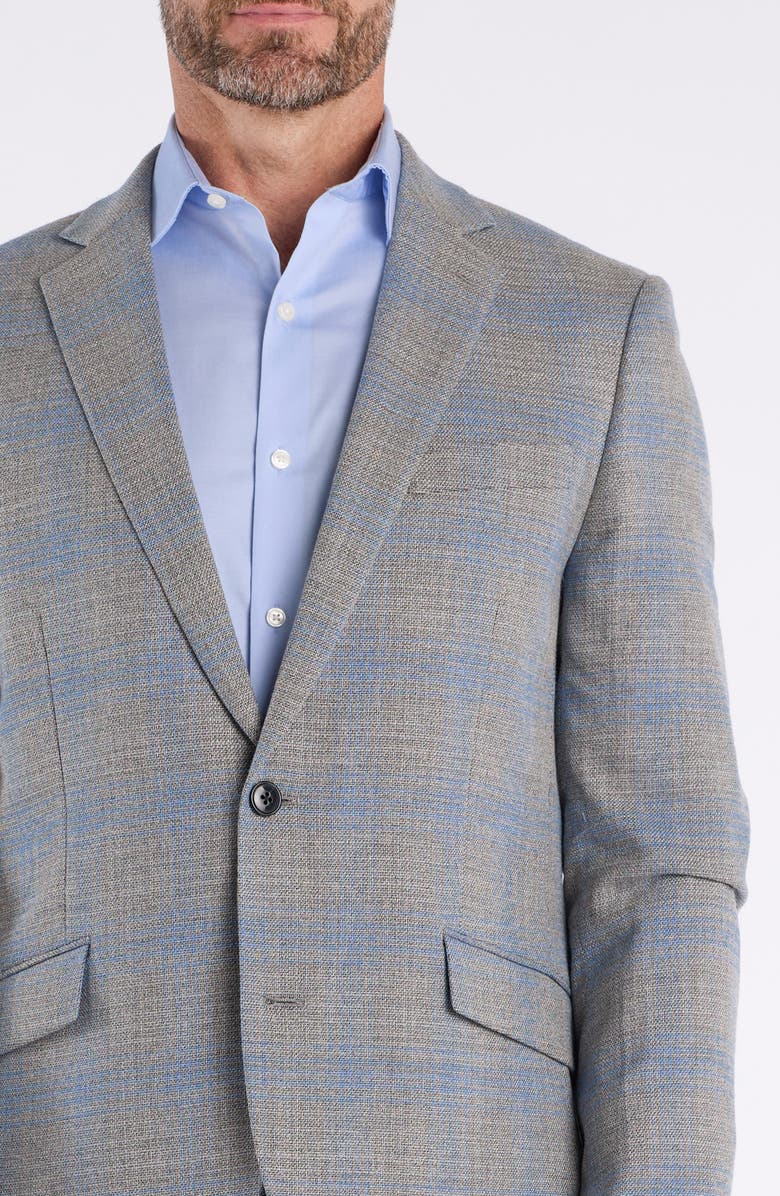 SAVILE ROW CO Light Grey & Blue Plaid Sport Coat, Alternate, color, Grey