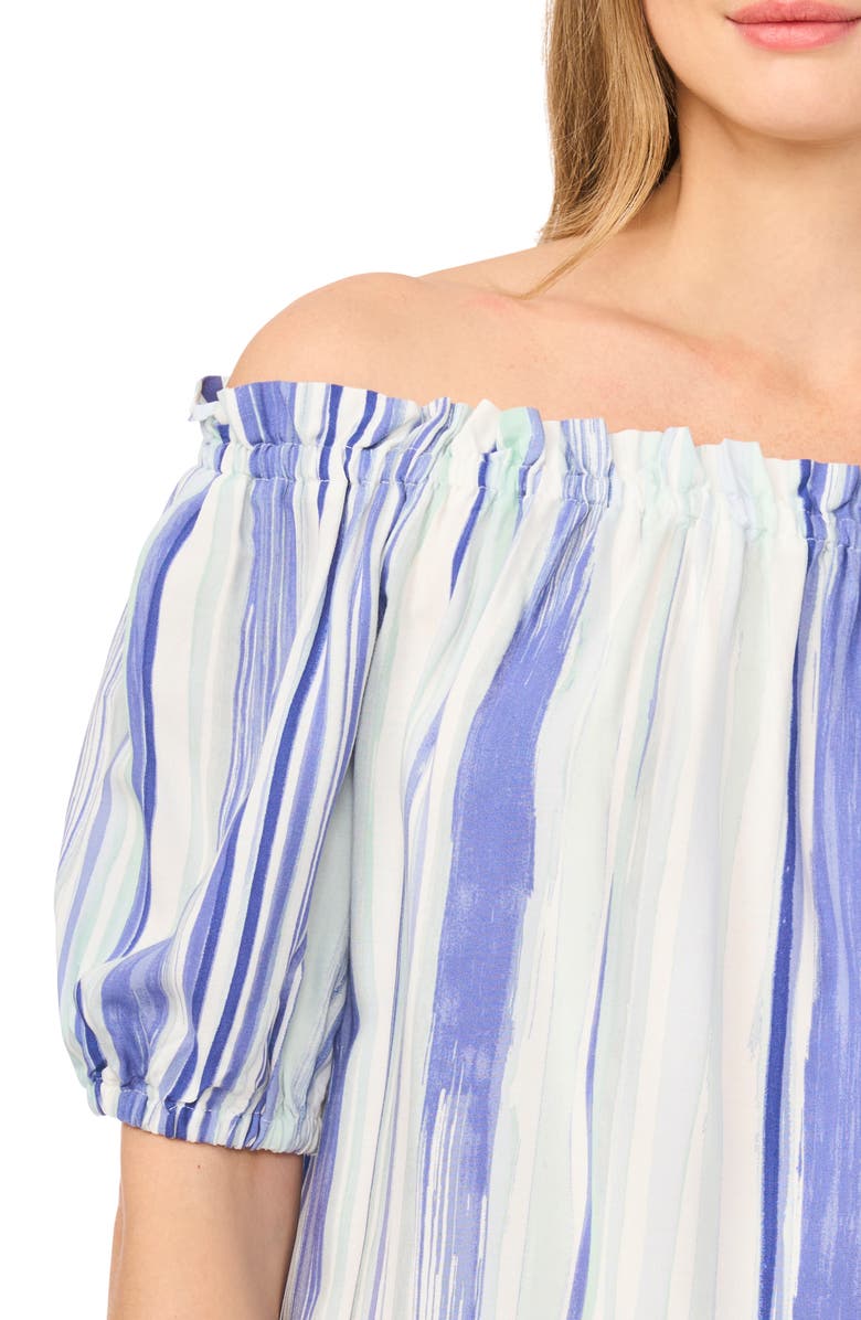Vince Camuto Off the Shoulder Balloon Sleeve Top, Alternate, color, Ice Lagoon