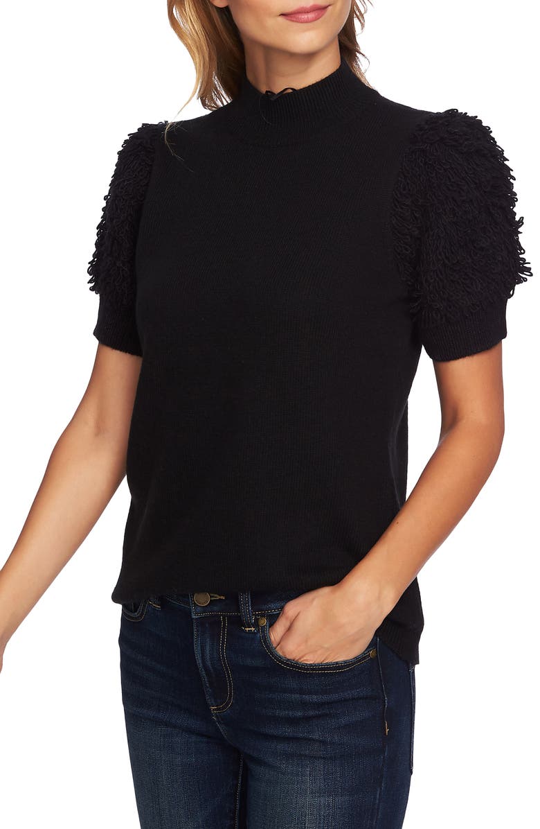 CeCe Poodle Sleeve Mock Neck Sweater, Main, color,