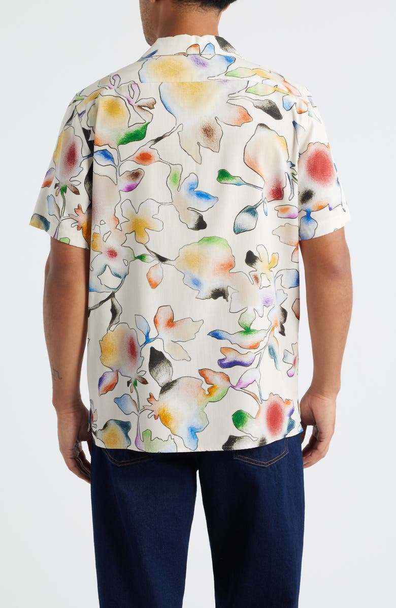 PS Paul Smith Casual Fit Floral Short Sleeve Button-Up Shirt, Alternate, color, White
