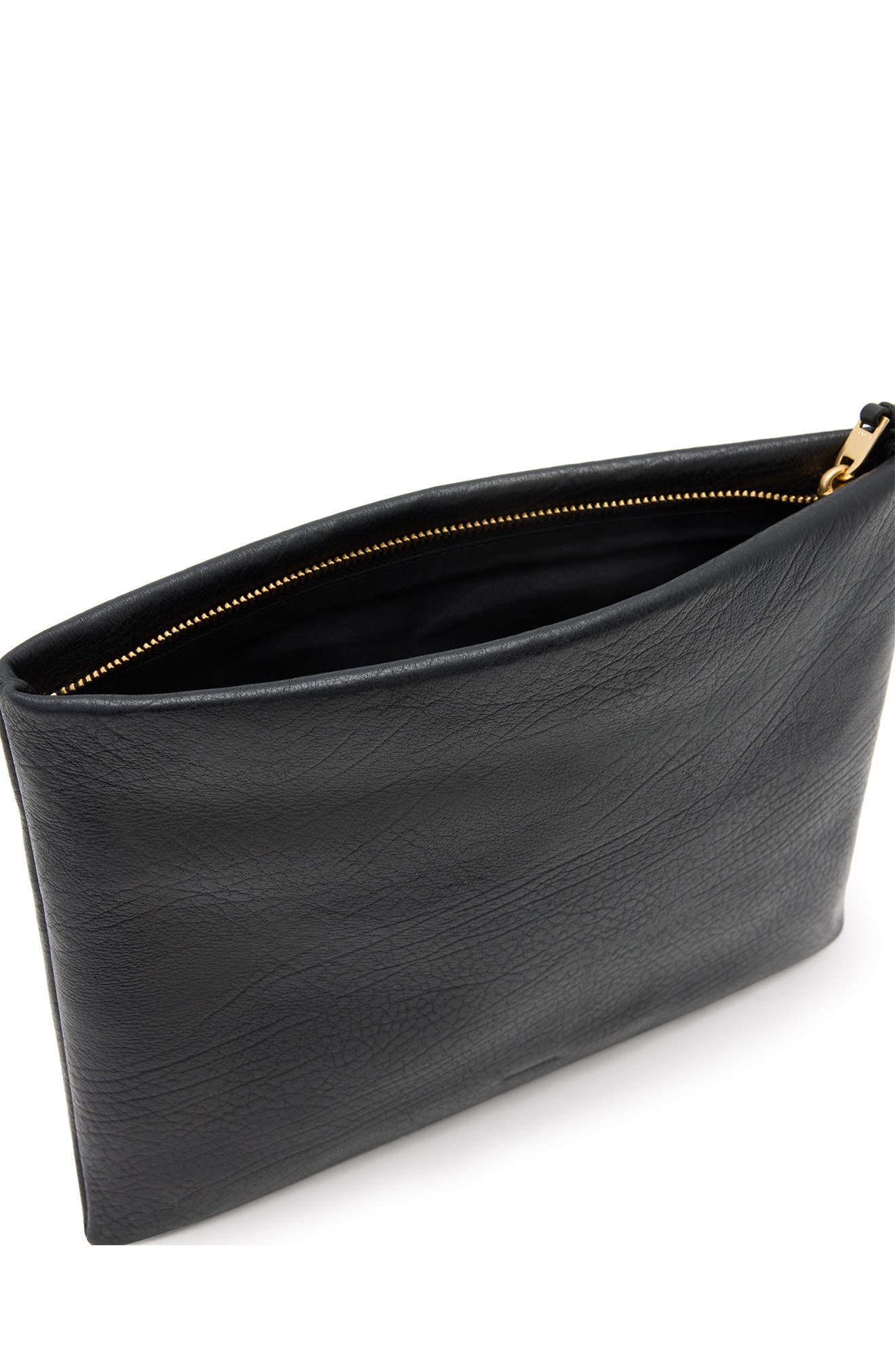 AllSaints Bettina Leather Clutch, Alternate, color, 