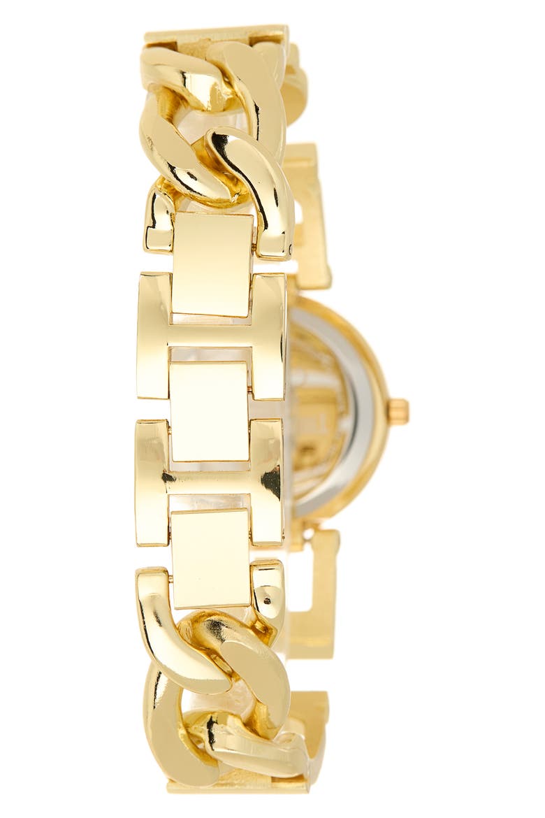 Crystal Logo Bracelet Strap Watch, 28mm, Alternate, color, GOLD