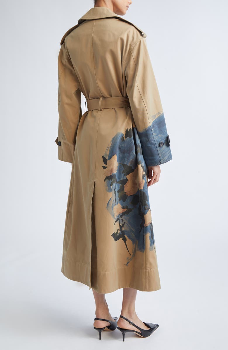 Erdem Painted Trench Coat, Alternate, color, Brushstroke Rose Camel