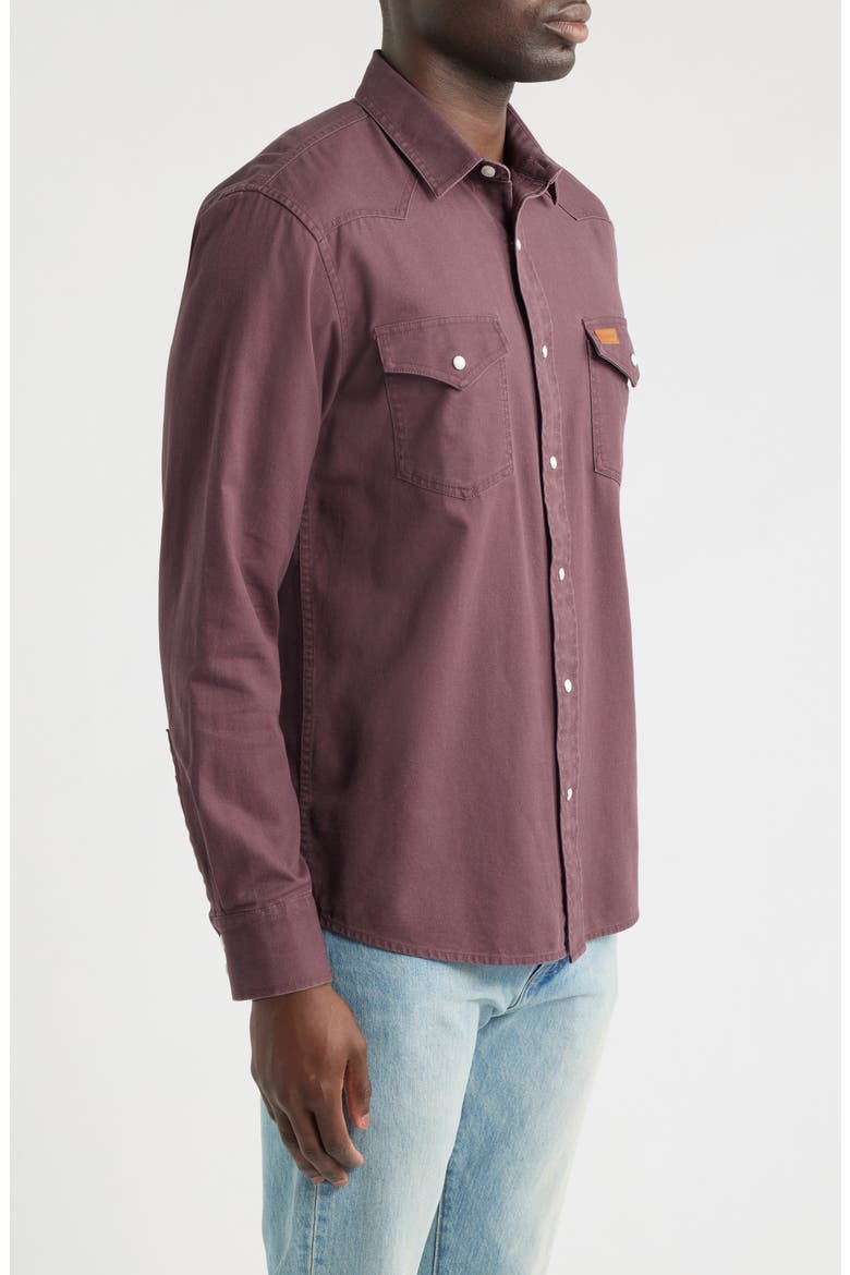 Dillon Cotton Twill Snap-Up Western Shirt, Alternate, color, WASHED BERRY