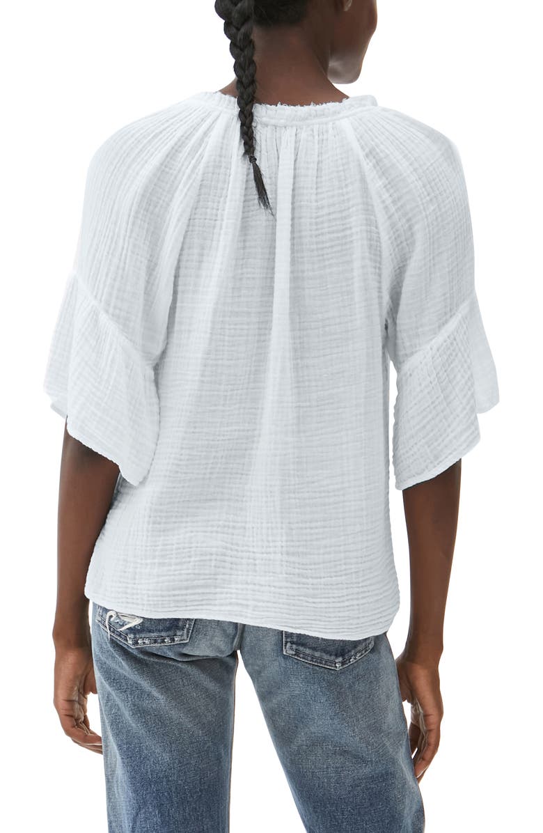 Michael Stars Savannah Flutter Sleeve Cotton Gauze Top, Alternate, color, Mist