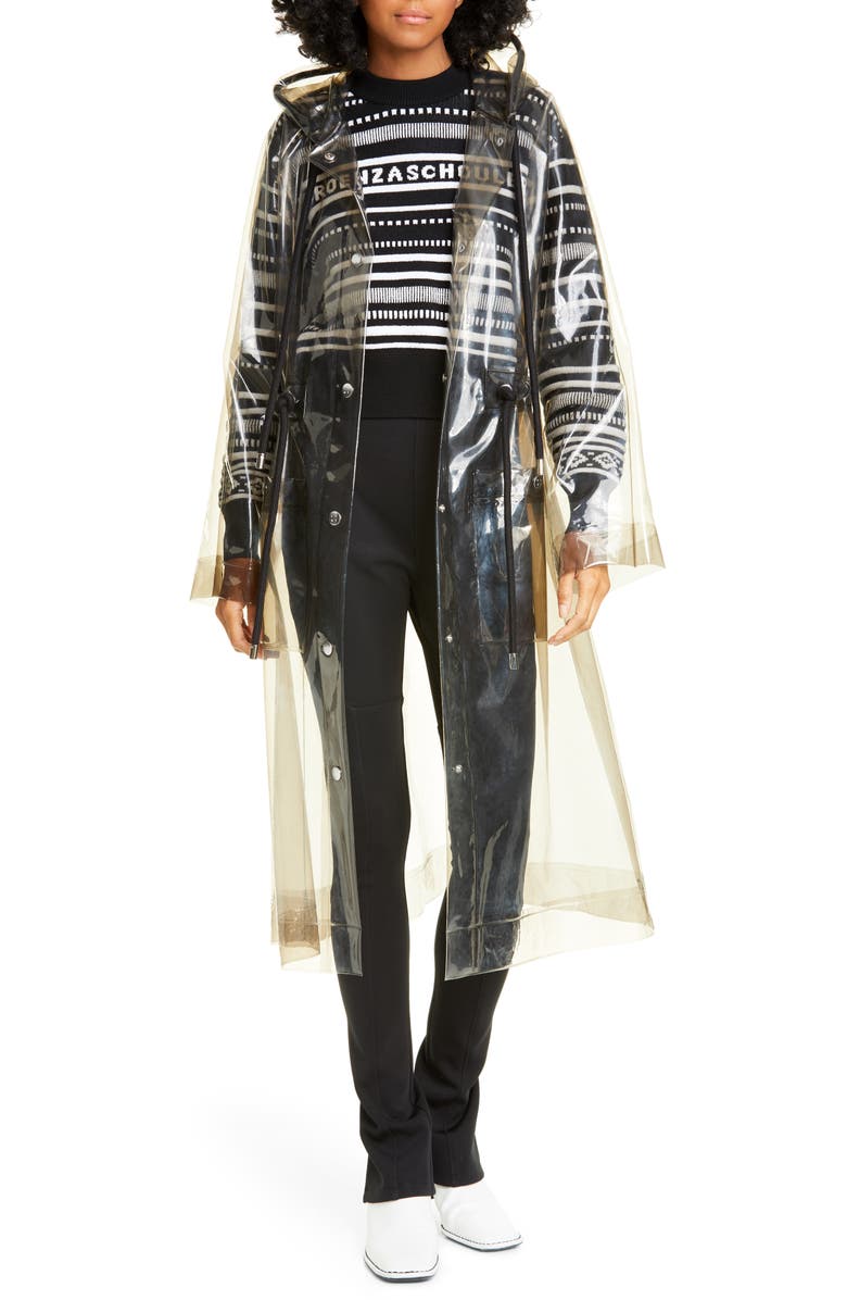 Proenza Schouler White Label Hooded Transparent Raincoat, Main, color, 