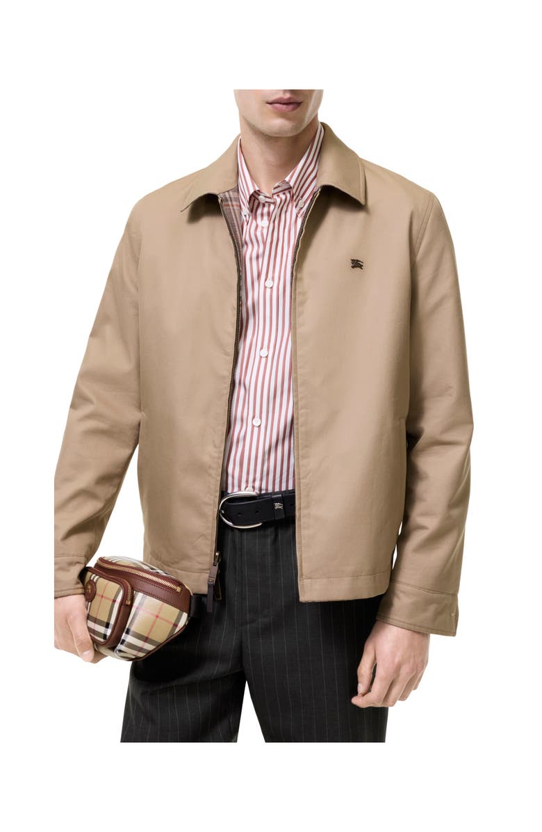 Burberry Reversible Tropical Gabardine Bloomsbury Harrington Jacket, Main, color, Honey Beige