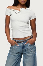 EDIKTED Jubilee Off the Shoulder Henley Top