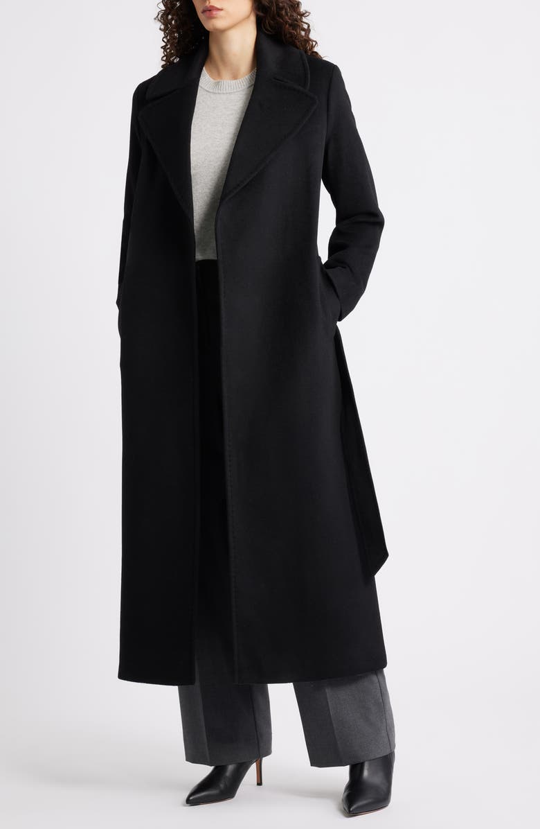 Lauren Ralph Lauren Belted Wool Blend Wrap Coat, Alternate, color, Black