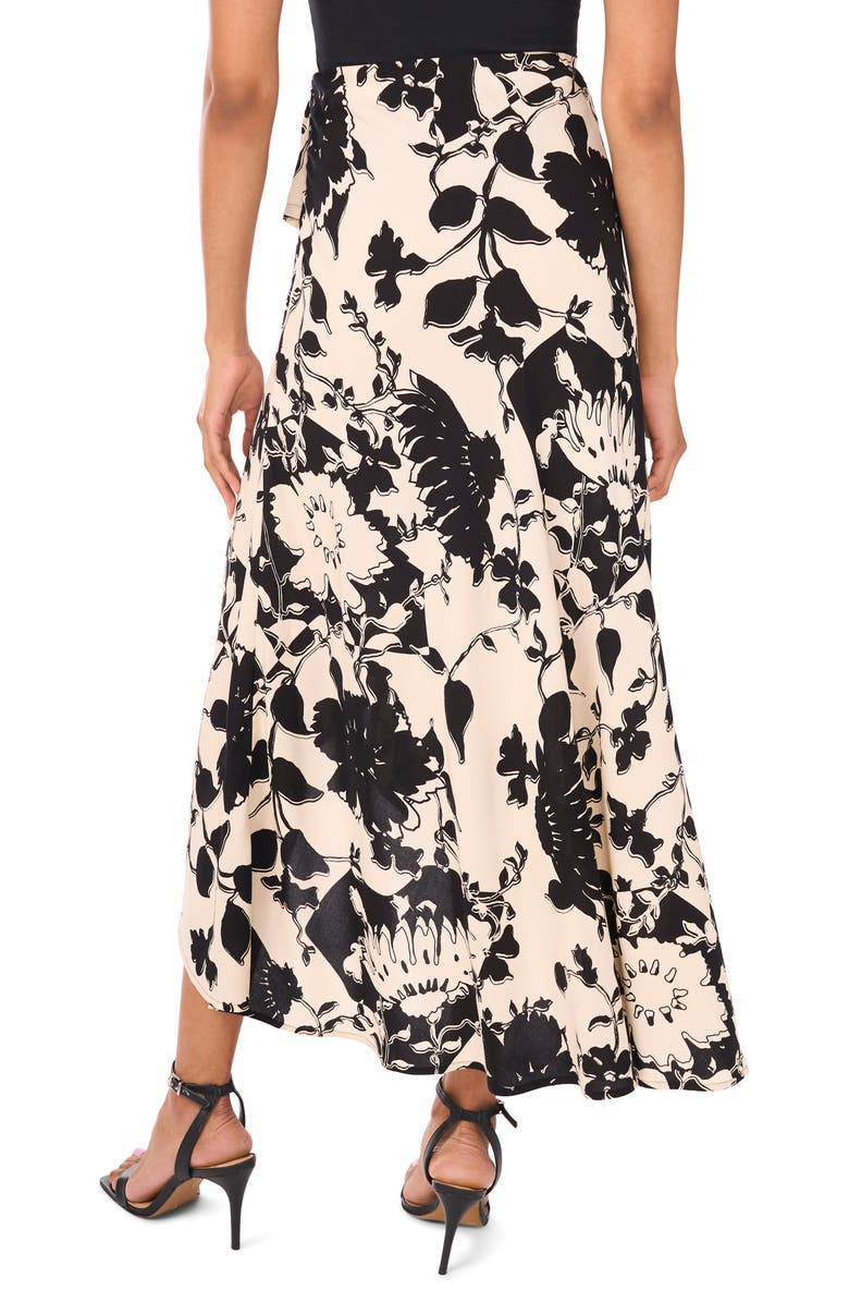 Halogen<sup>®</sup> Side Tie Wrap Maxi Skirt, Alternate, color, Rich Black Print
