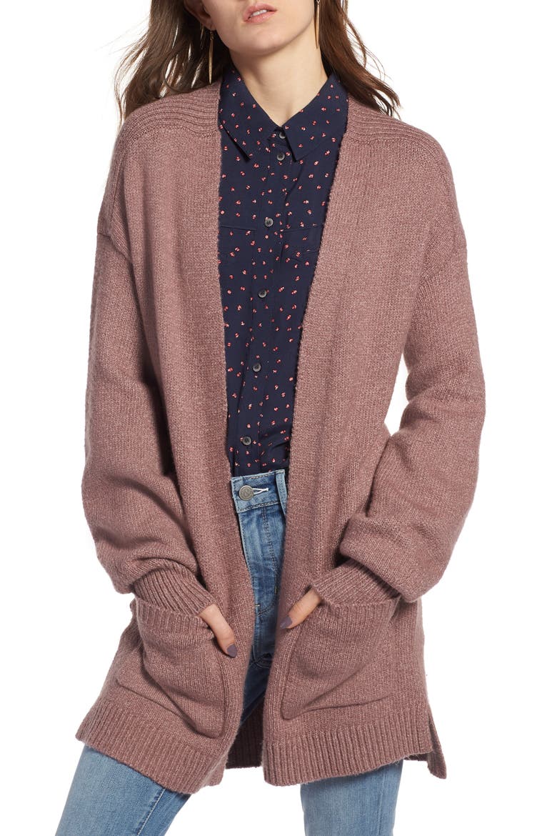 Easy Throw-On Cardigan, Main, color, PURPLE TAUPE