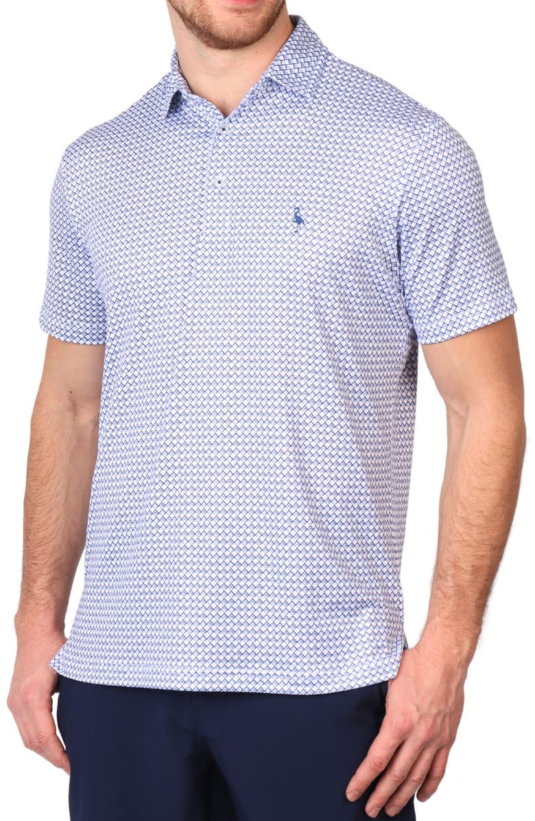 TailorByrd Abstract Geo Print Performance Polo, Main, color, Blue