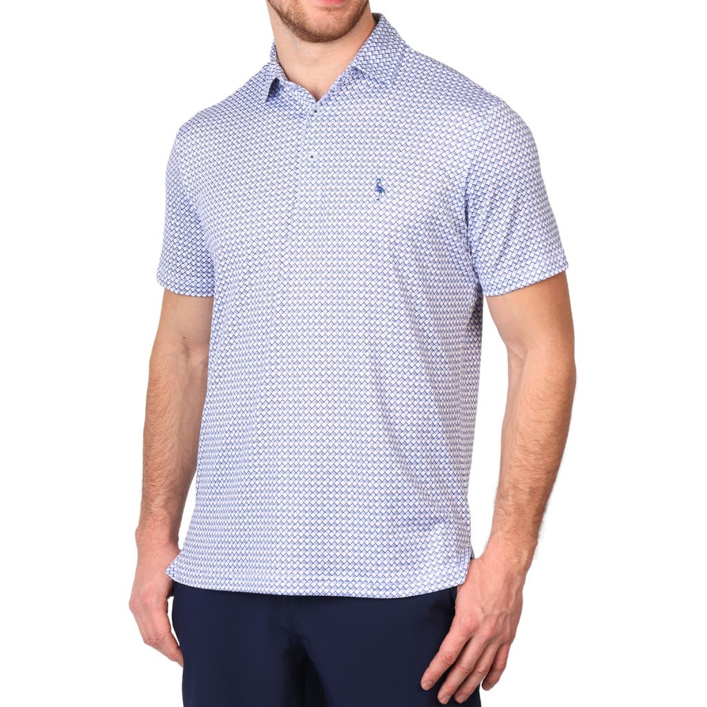 Shop Tailorbyrd Abstract Geo Print Performance Polo In Blue